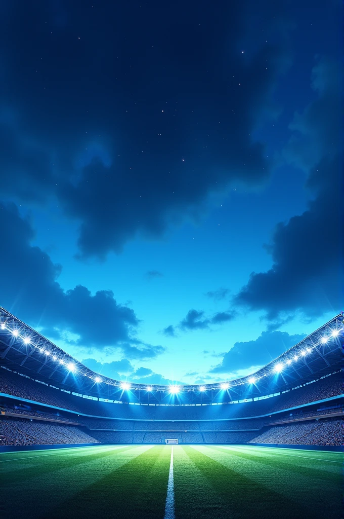 Make me a flyer with a football stadium in the background and a beautiful bluish night sky