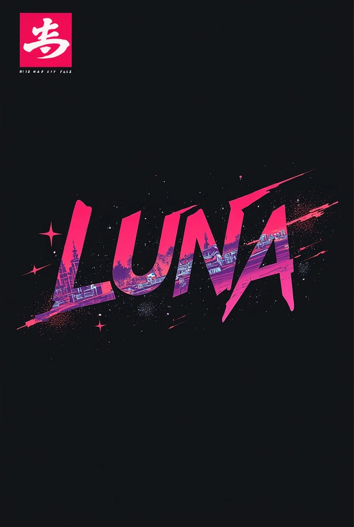 High resolution, logo spelling swiftly “Luna” cool, Jdm theme, anime theme, Cyberpunk vibe name spelling, brand logo, logo for tshirt, brand logo “LUNA”, neon vibes, acid trip vibes, acid trip, shooting stars, acid trip inside “LUNA”, acid trip, hallucinations inside “LUNA”, Waves of hallucinations, purple, techno hallucinations inside “LUNA”, Acid trip hallucinations inside “LUNA” , Waves of hallucinations inside “LUNA, splash of red, purple water, 