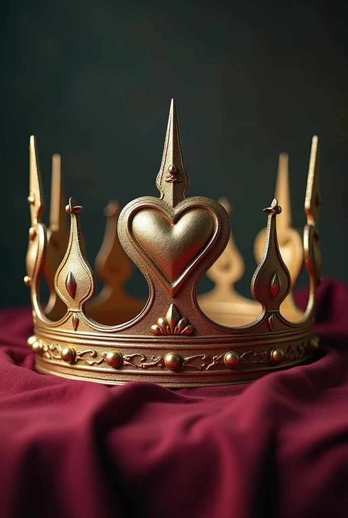 A crown with heart-shaped spikes and a heart inside 
