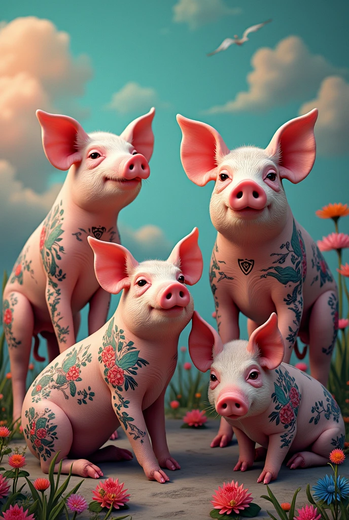 tattooed pigs