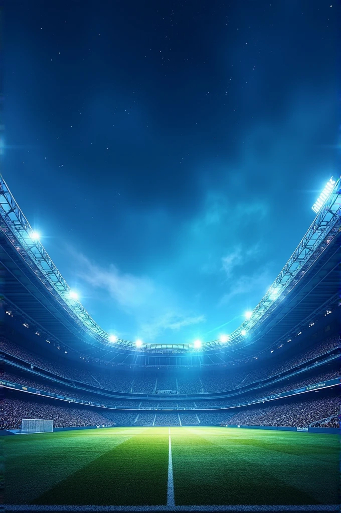 Make me a flyer with a football stadium in the background and a beautiful bluish night sky