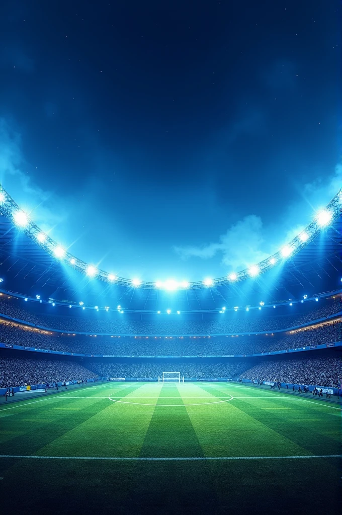 Make me a flyer with a football stadium in the background and a beautiful bluish night sky