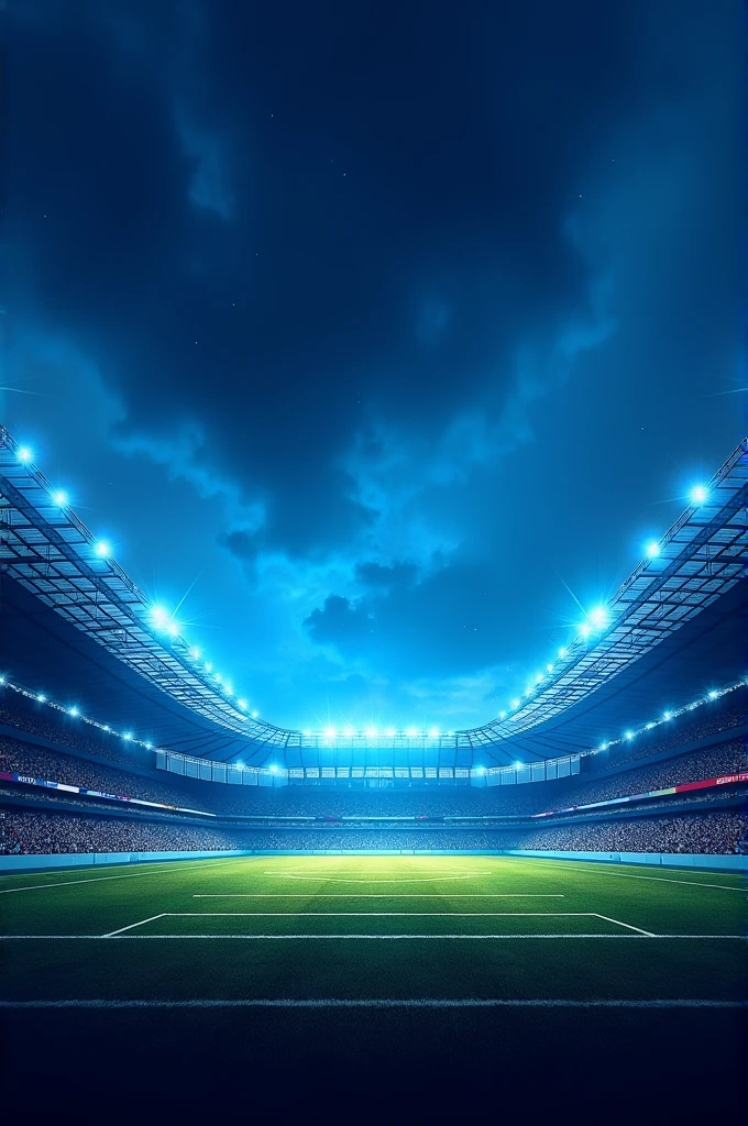 Make me a flyer with a football stadium in the background and a beautiful bluish night sky