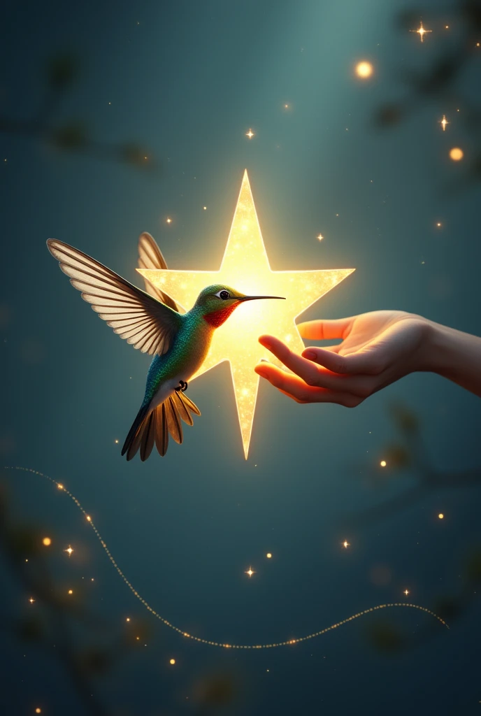 A hummingbird hugging a star