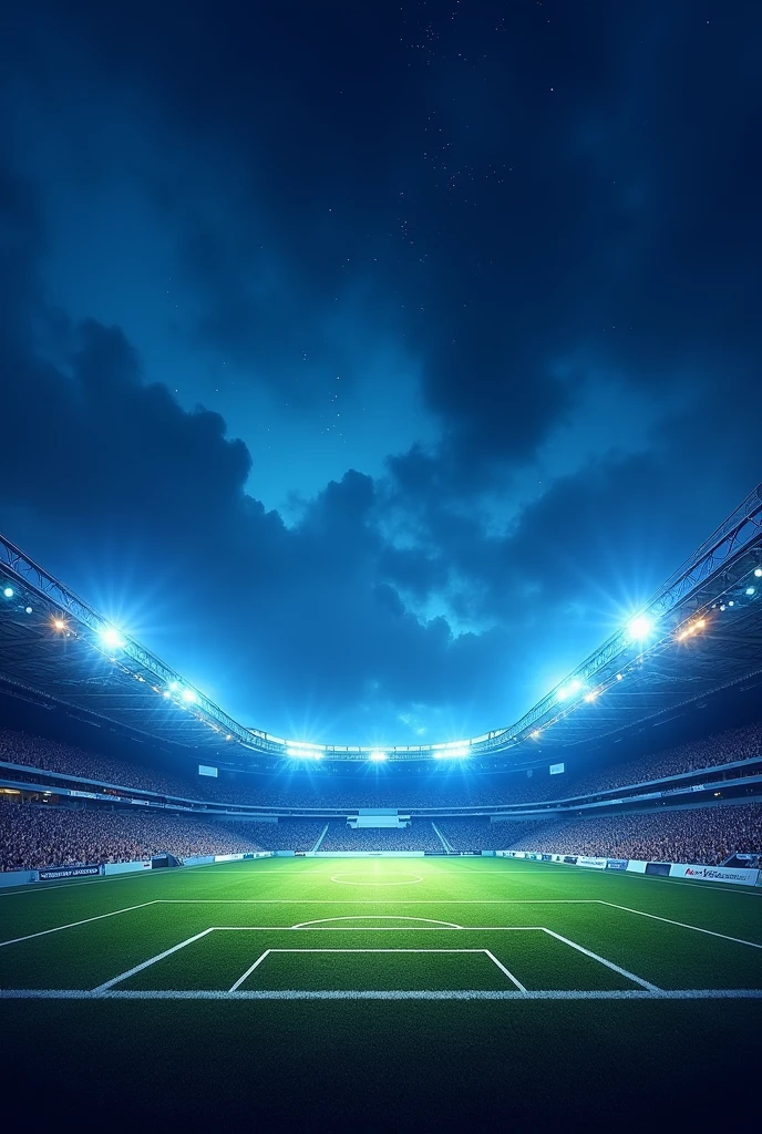 Make me a flyer with a football stadium in the background and a beautiful bluish night sky
