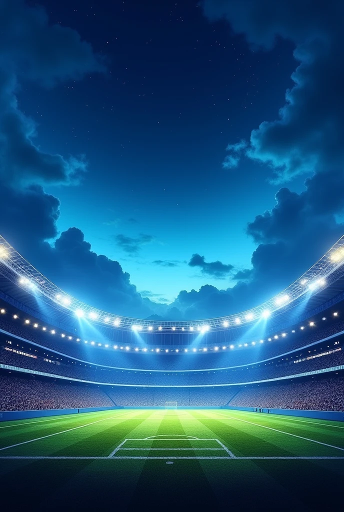 Make me a flyer with a football stadium in the background and a beautiful bluish night sky
