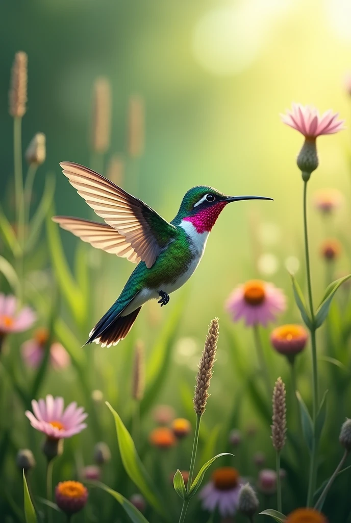 A hummingbird in the field