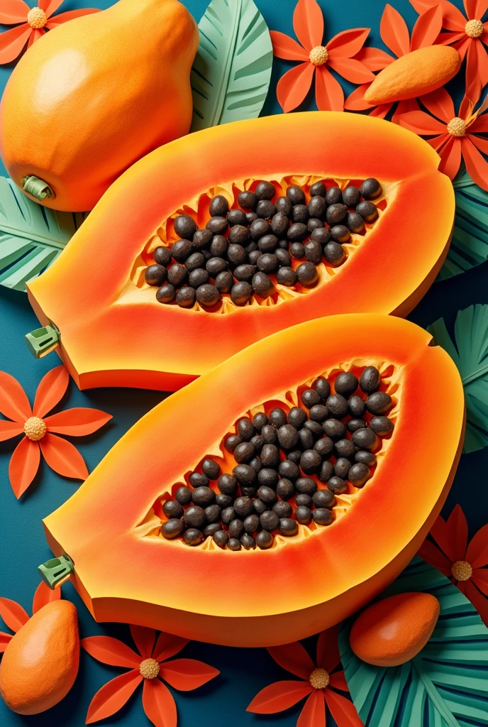 health benefits of papaya,  masterpiece, all in three dimensional paper art、(Almond Shapes);1.9、(Three-dimensional paper-cut art.、colorful):1.9
