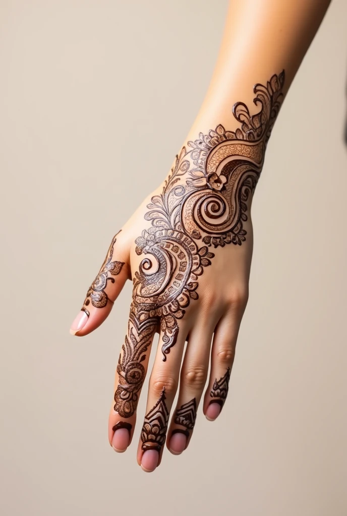 generate modern Bridal mehndi design on hand
