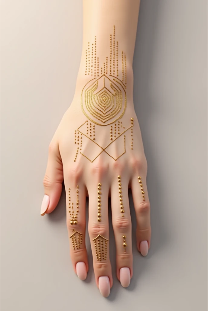 generate modern Gol Tikki mehndi design on hand