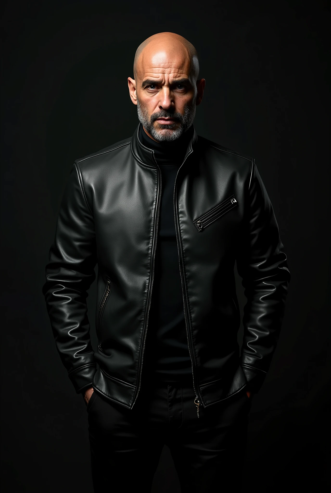 Pep Guardiola in black leather