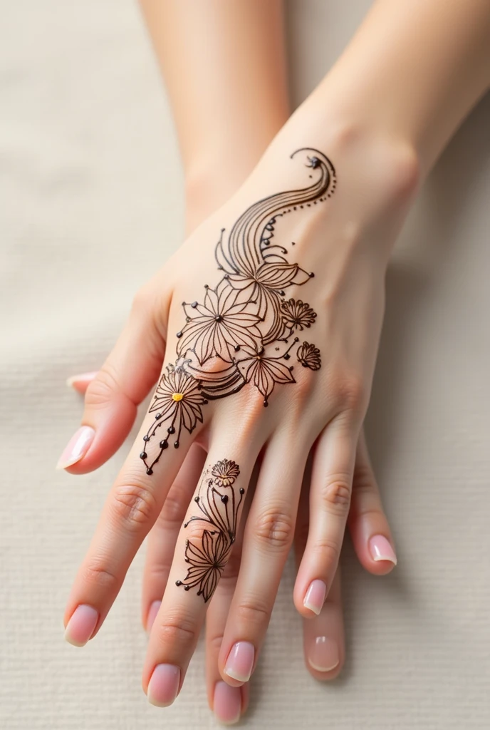 generate modern Karwa Chauth Special mehndi design on hand