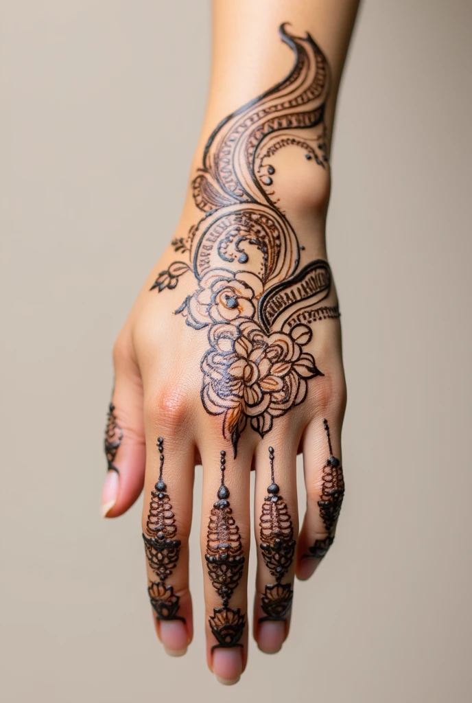 generate modern Bridal mehndi design on hand