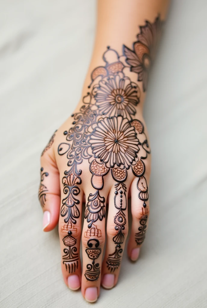 generate modern Rajasthani mehndi design on hand