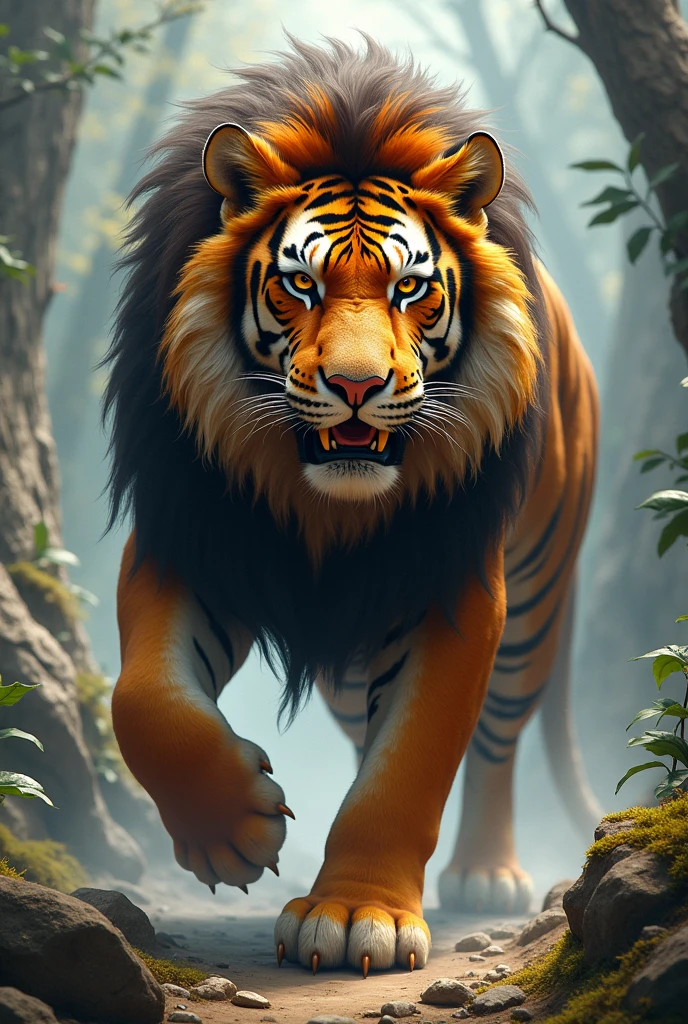 Lion with tiger