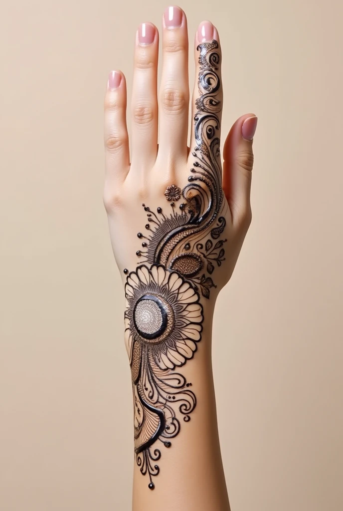 generate modern Bridal mehndi design on hand