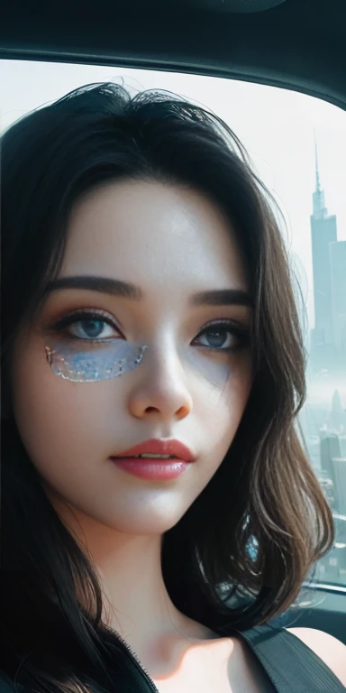 (1 girl:1.3), Alone, (((Very detailed face)))), ((very detailed eyes and face.)))), beautifuls detalles ojos, body parts__, official art, 8k unified wallpaper, Super detailed, beautiful and beautiful, beautiful, masterpiece, Best Quality, original, masterpiece, super fine photo, Best Quality, super high resolution, realistic realism, sunlight, full body portrait, extraordinary beauty, dynamic pose, delicate face, vibrant eyes, (from the front), He wears a Spider-Man suit., Red and black color scheme, spider, fondo muy detallado del ceiling de la ciudad, ceiling, with city views, detailed face, detailed complex busy background, disordered, gorgeous, milky white, very detailed skin, realistic skin details, visible pores, clear focus, volumetric fog, 8k hd, DSLR, high quality, film grain, White skin, photographic realism, lomography, Futuristic dystopian megalopolis, translucent