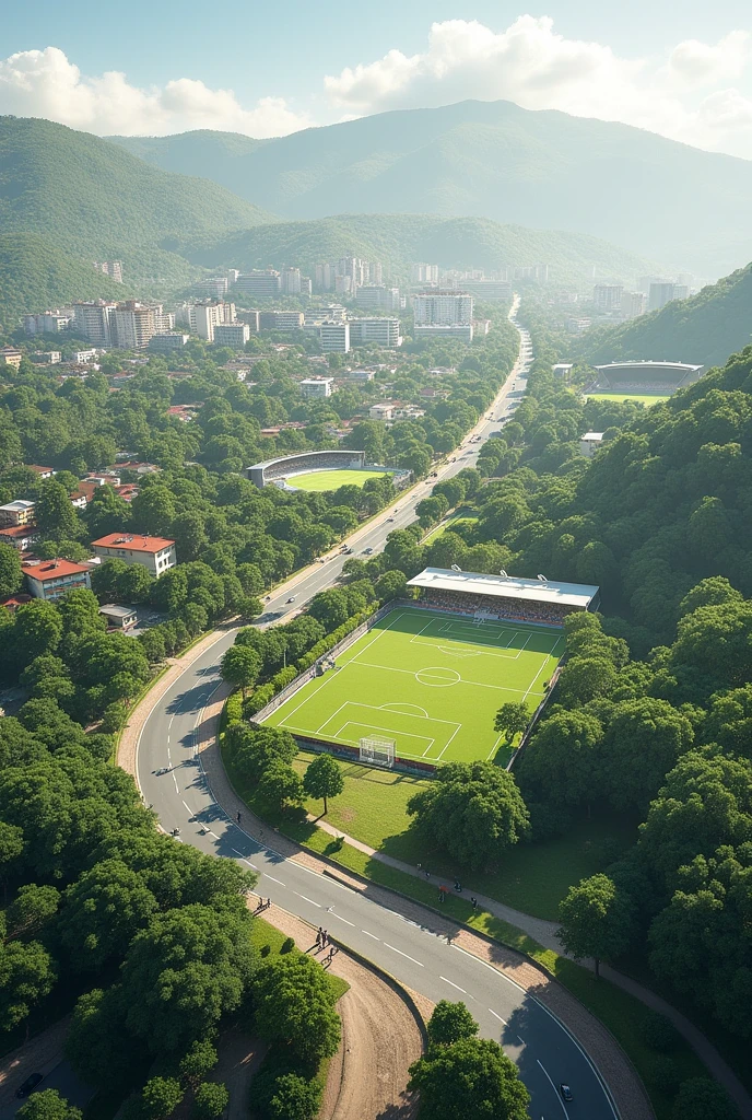 Urban corema type image with the following :
Territory consolidation in Laureles Stadium (Medellín) integrated and connected with its mobility and the conservation of its natural base and ecosystem (Broken bone and broken Ana Diaz, green corridors)
Heterogeneous mid-slope areas (land uses and with some centralities in the Atanacio Girardot stadium and the forest (Medellín)