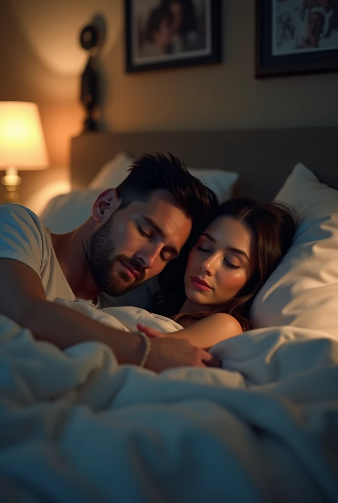 Lionel Messi sleeping with Antonella Roccuzzo in a NON-SEXUAL manner