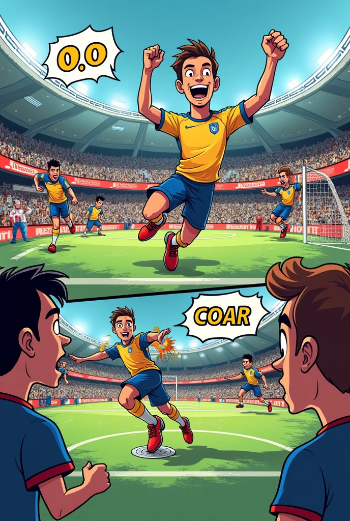 the score of 1-0 on the part of the coar team in comic format, I said the marker