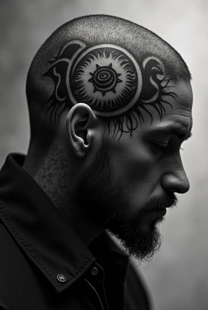 good and evil tattoo man behind the ear