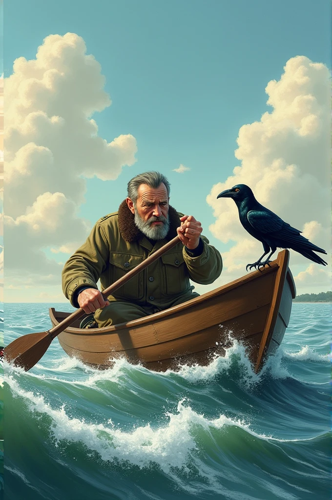 Vasily Ivanovich Chapaev is sailing across the Ural River.
He can barely row with one hand.
And then a crow lands on his shoulder. humor, caricature