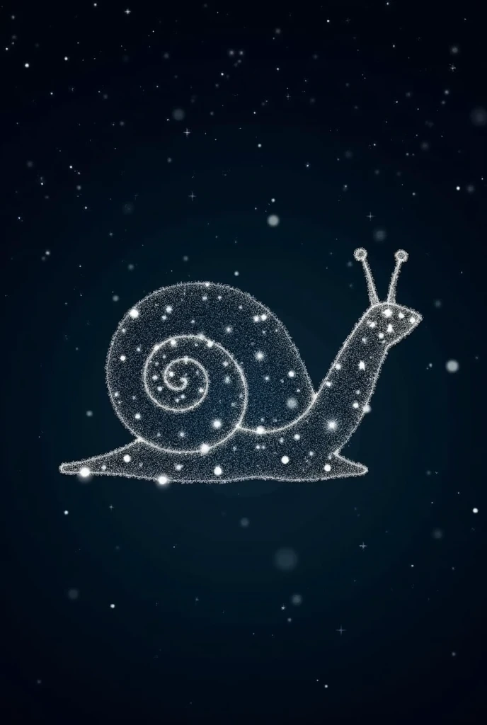 Constelalion d'étoiles représentant un escargot  en points lumineux blanc