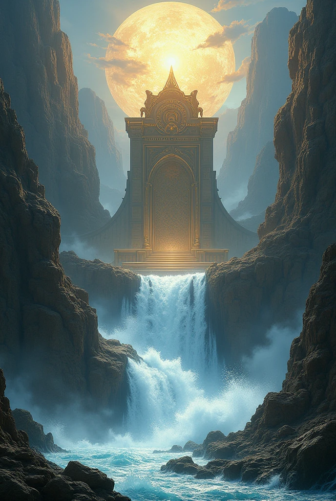 river flowing at god's throne epic realism