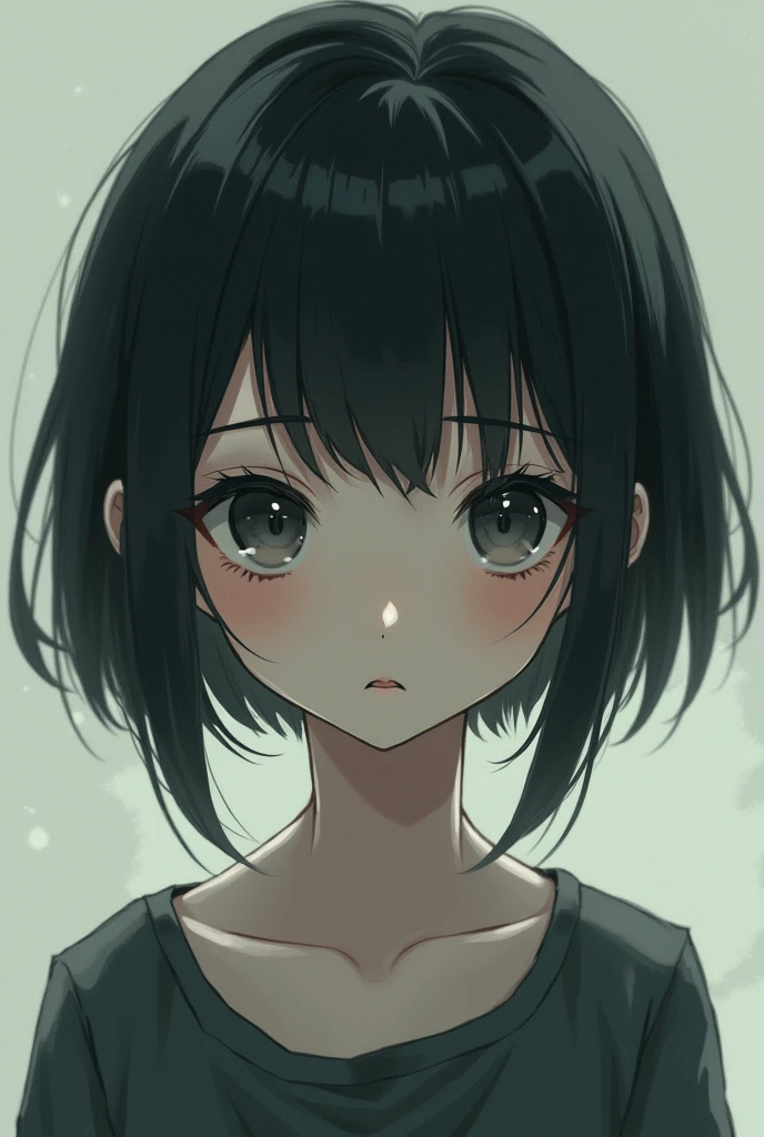 アニメ, girl with scene hair, pale, dark circles, 