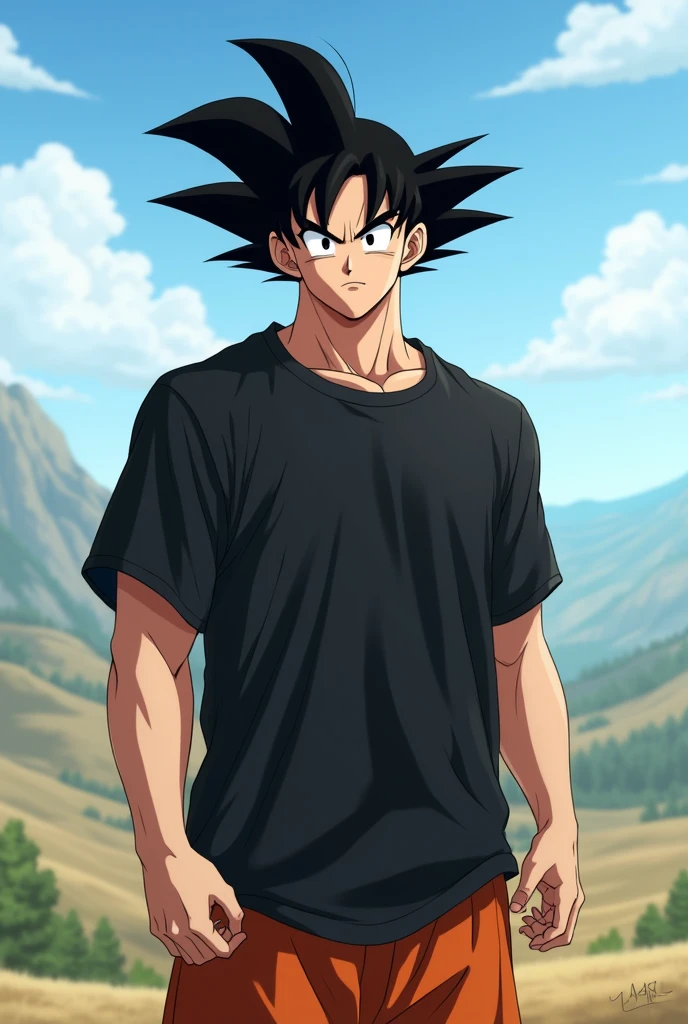 Goku
wearing black oversized t shirt