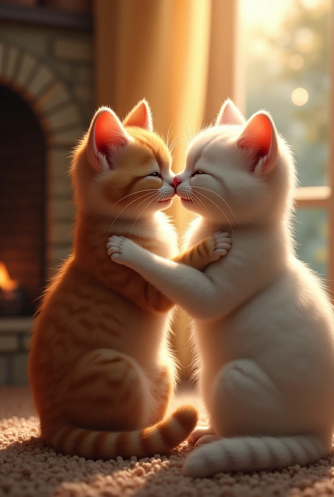 Cat kissing another cat