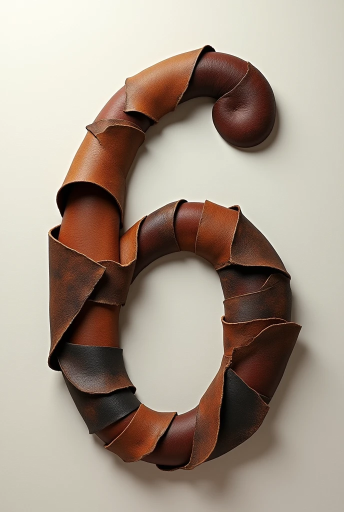 the shapes of the number 6 and 4 made with leather scraps