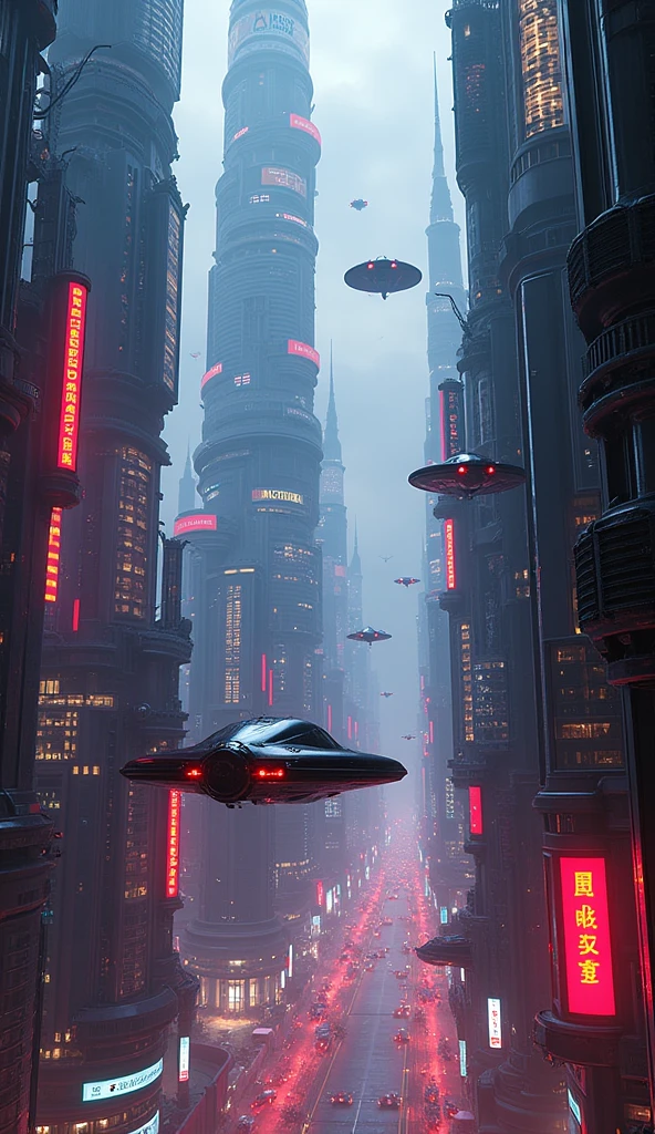 a cool futuristic cyberpunk cityscape, neon lights, skyscrapers, flying cars, cinematic lighting, dramatic atmosphere, vibrant colors, (best quality,4k,8k,highres,masterpiece:1.2),ultra-detailed,(realistic,photorealistic,photo-realistic:1.37),cinematic composition,dramatic shadows,moody lighting