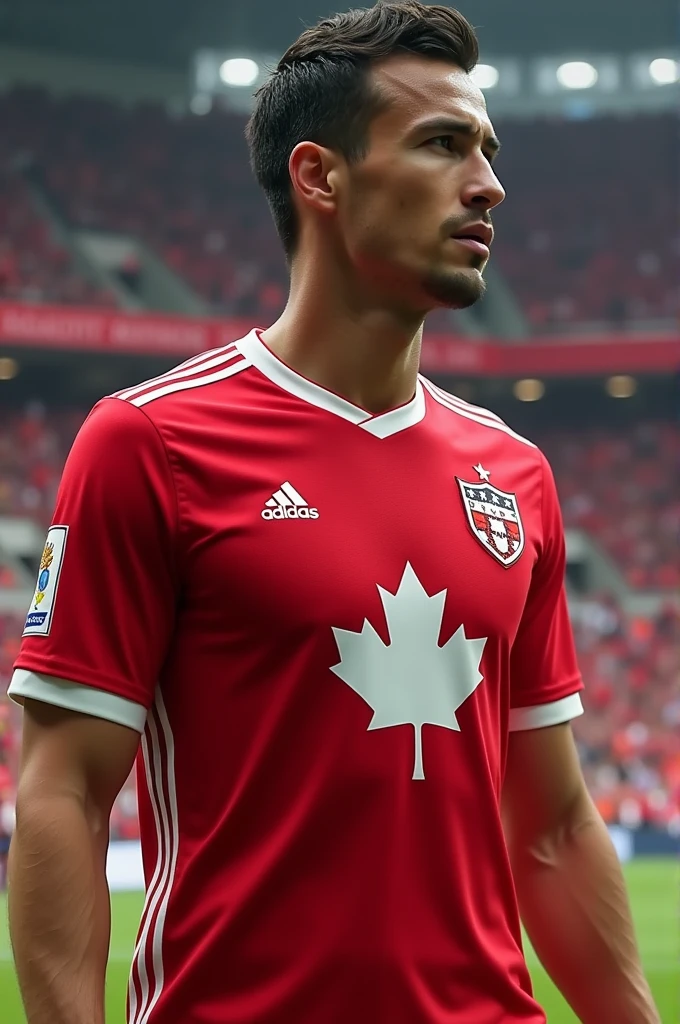 Canada red soccer jersey with white details 
