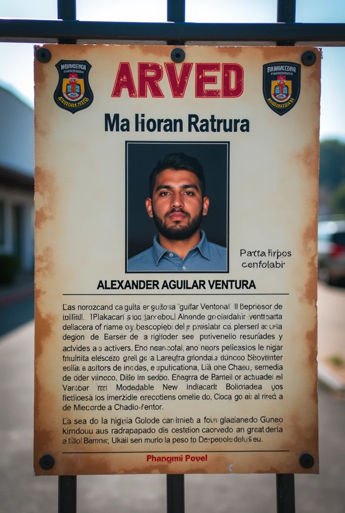 Believe me, a warning statement about an alleged kidnapper named Alexander Aguilar Ventura, 2, in the city of Yacuiba, Bolivia, and that the statement details that he is very dangerous and that he is prowling around kidnapping girls in black vehicles. I want the statement to have the shield of the Gran Chaco and of Bolivia and please be in Spanish.