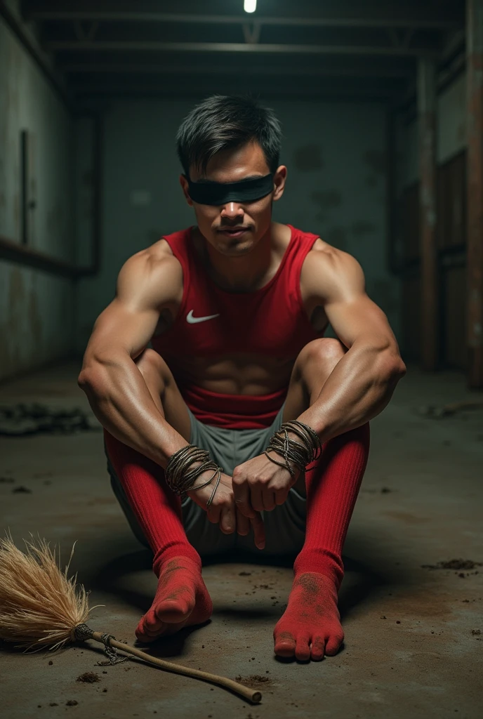 Malaysia handsome malay 20 years footballer
He smirk
Smelly feet
His hand handcuff in abondon warehouse
Blindfolded
handcuff
Football player Outfit
Focus sweaty hot feet on desk
feather duster on desk
Dirty red long sock on desk
2 mafia pinch nose
Feet rub
Feet fetish
Sock fetish
Tickle feet fetish