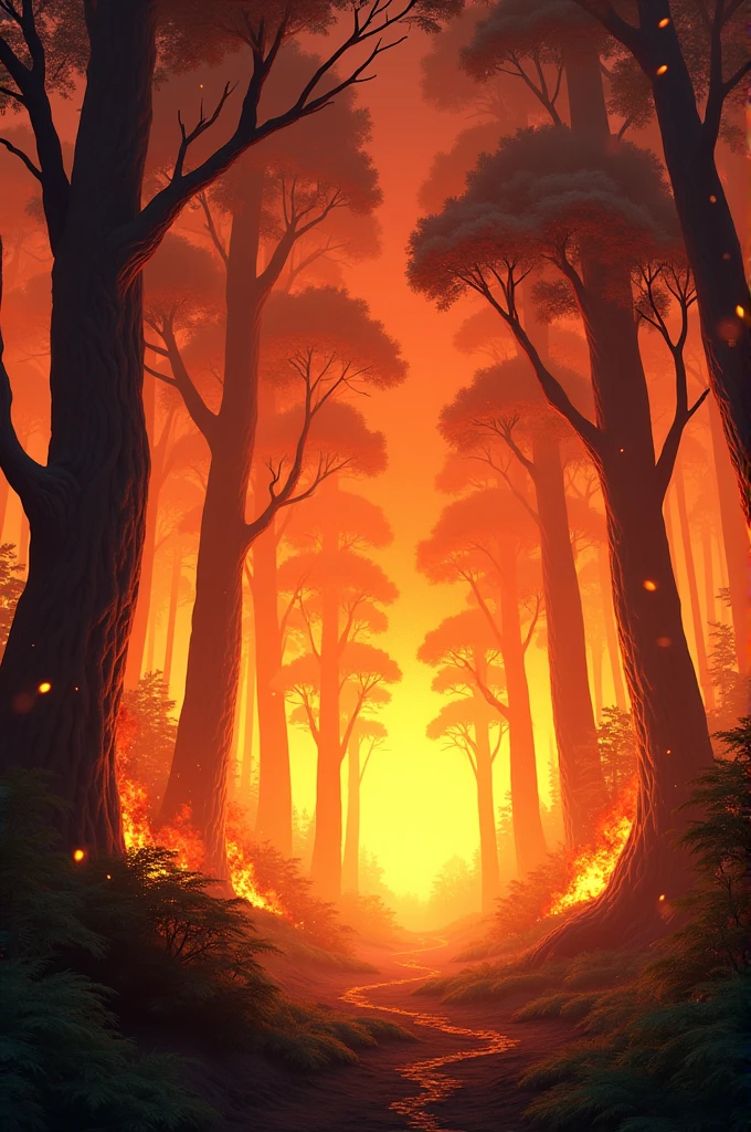 Animated burning forest