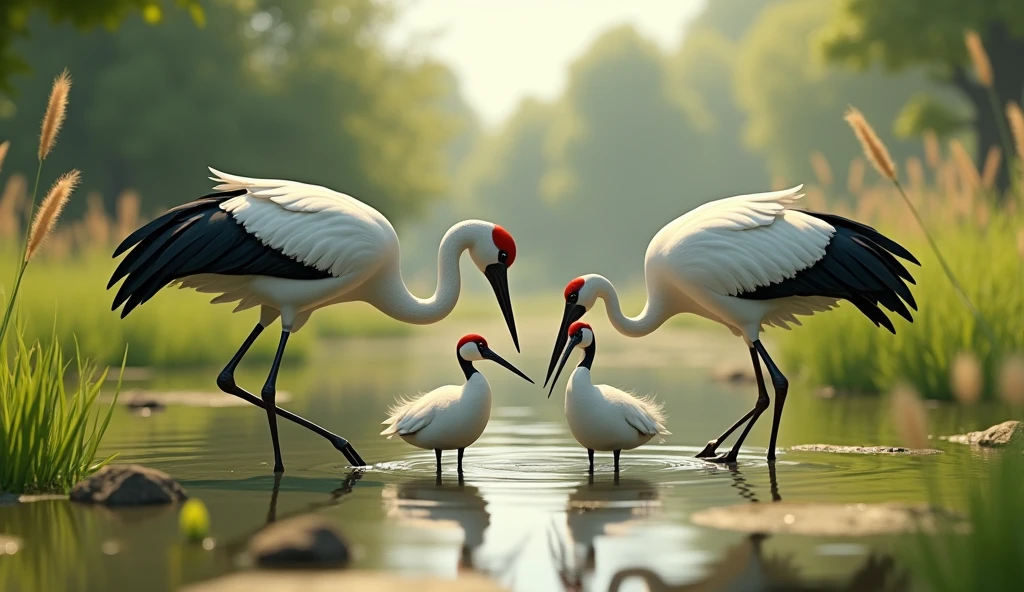 In 3D animations.What lessons do the crane parents learn from their experience?