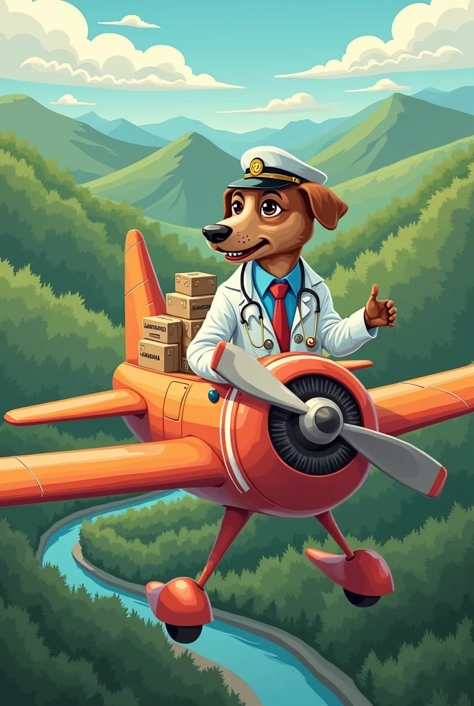 A doctor dog piloting a plane delivering marijuana