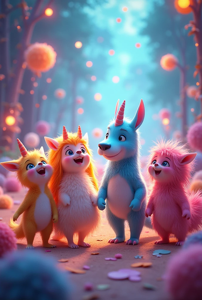 Generate me an animated image of fictional characters having a good time for an album