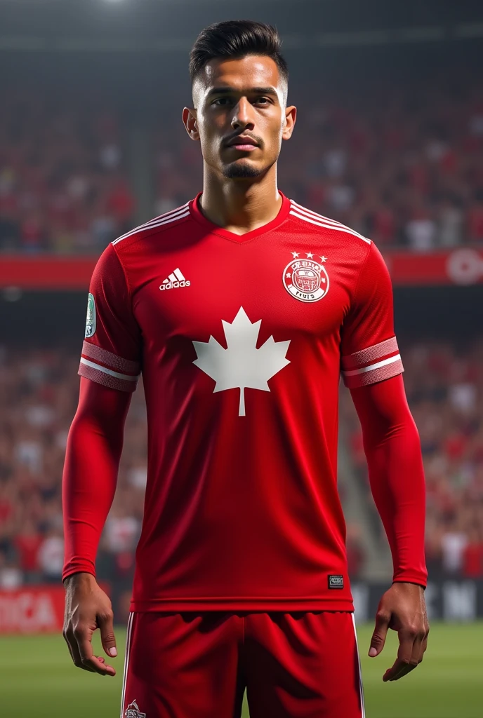 Canada red soccer jersey with white details