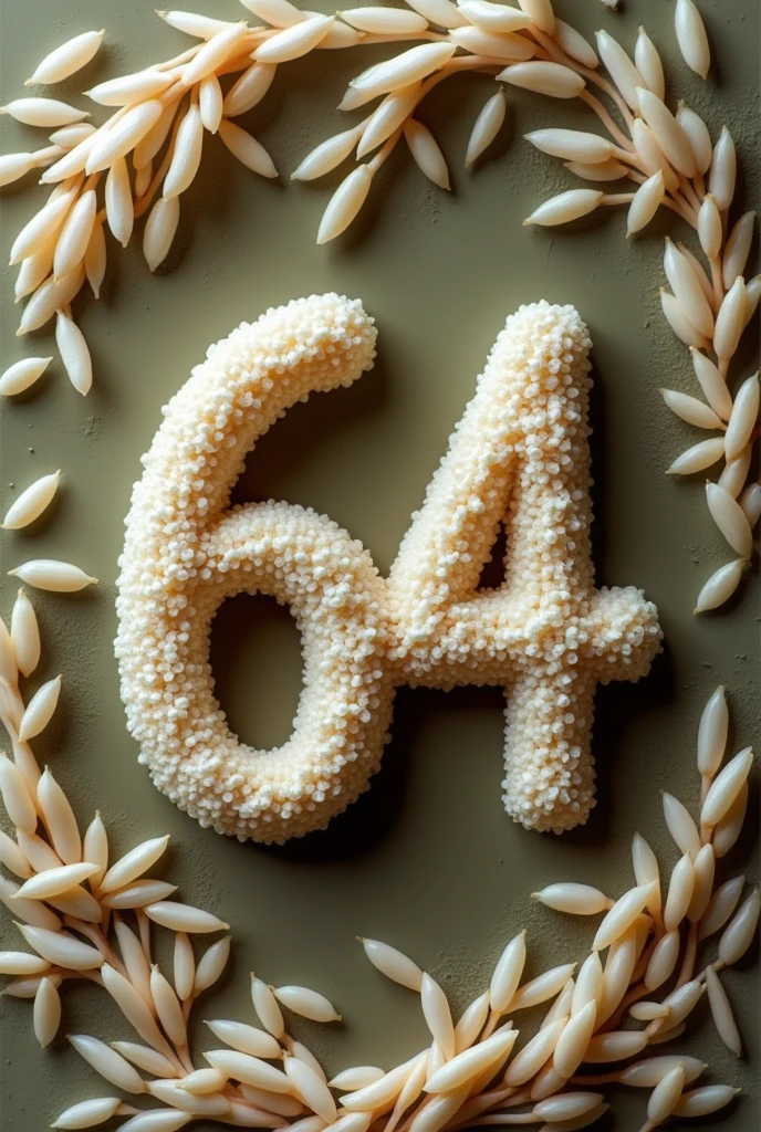 Number 64 made with rice mold