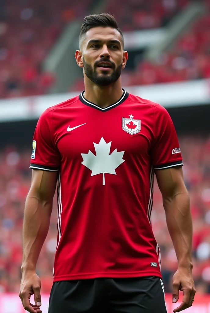 Canada red soccer jersey with white details