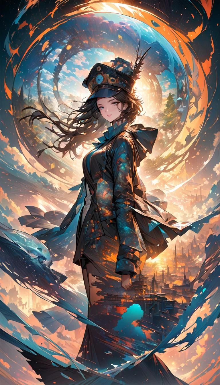 masterpiece,best quality,mysterious silhouette woman with hat,by Minjae Lee,Carne Griffiths,Emily Kell,Steve McCurry,Geoffroy Thoorens,Aaron Horkey,Jordan Grimmer,Greg Rutkowski,amazing depth,double exposure,surreal,geometric patterns,intricately detailed,bokeh,perfect balanced,deep fine borders,artistic photorealism,smooth,great masterwork by head of prompt engineering,