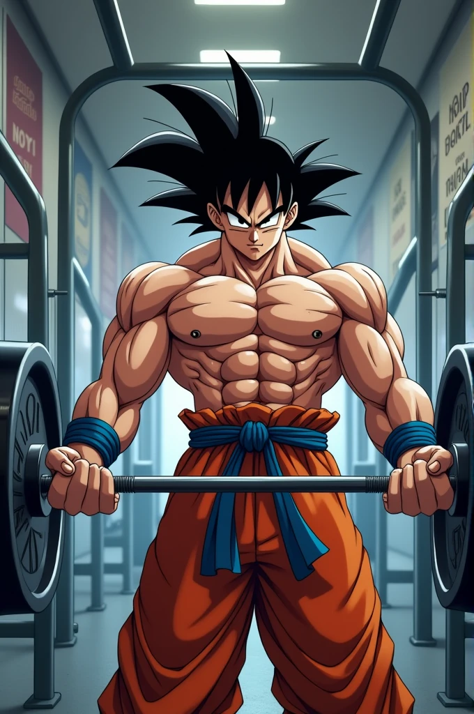 Goku working out at the gym 