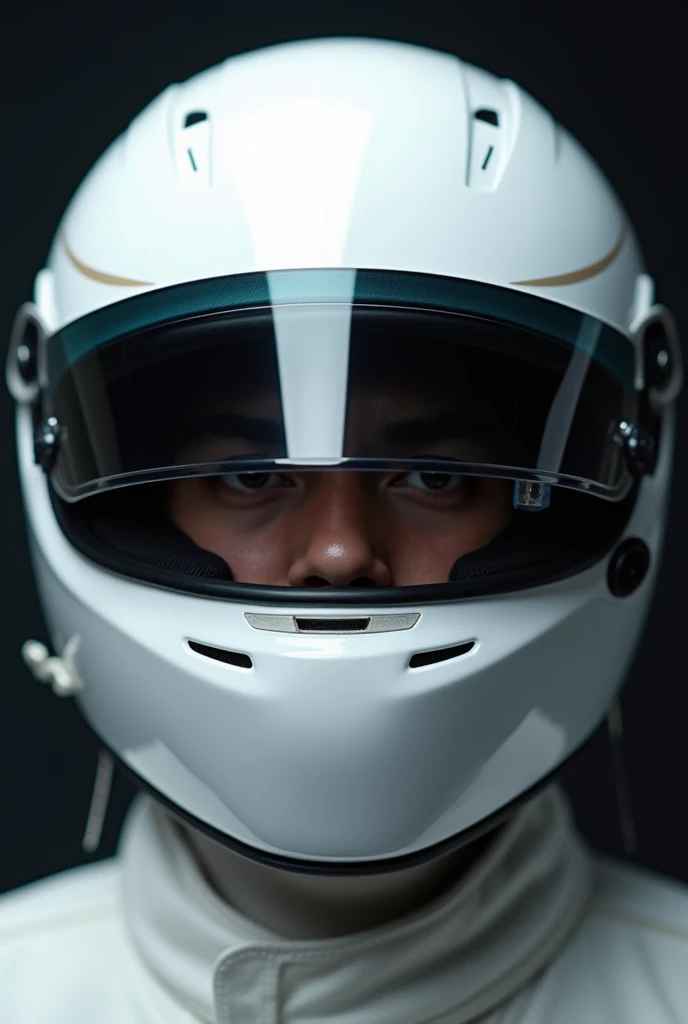 Profile photo of a Formula 1 driver with a white closed helmet on