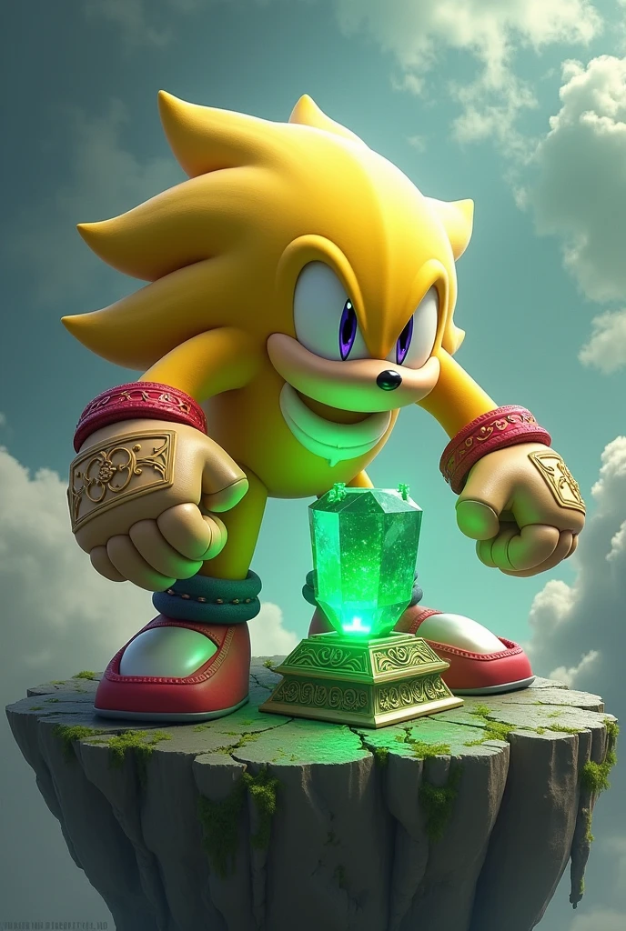 Knuckles the Yellow Echidna with the Master Emerald