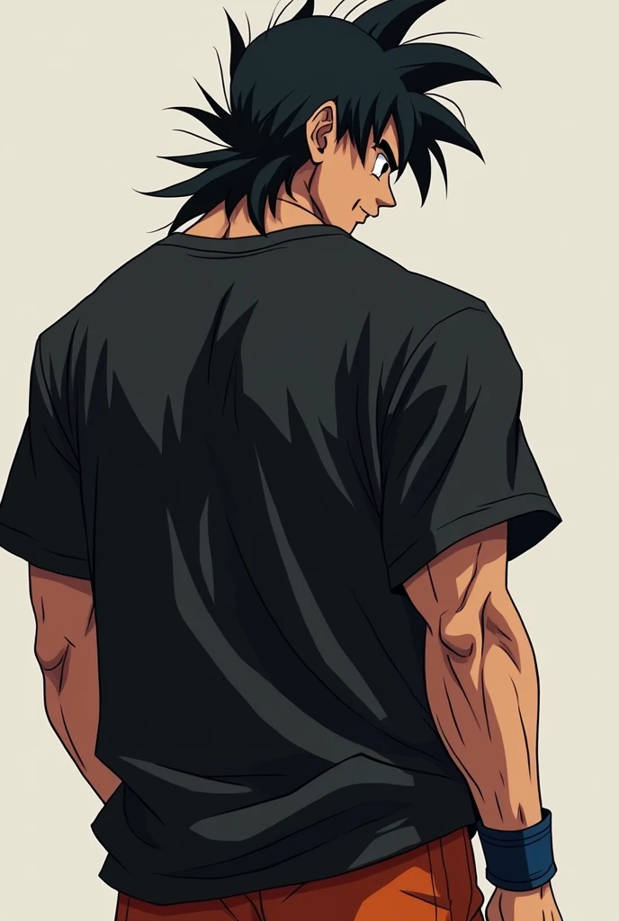 Goku wearing black oversized t shirt back side