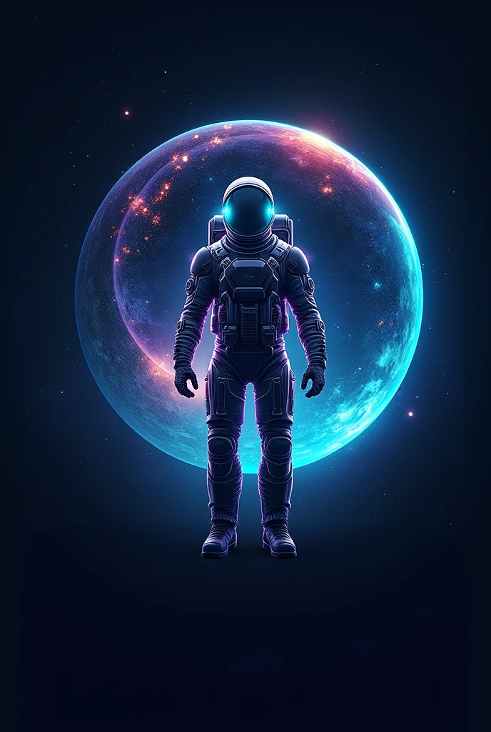 Design a logo for the company which makes space suite and its name is Astrox in that logo there should be a beautiful planet with rings and an astronaut