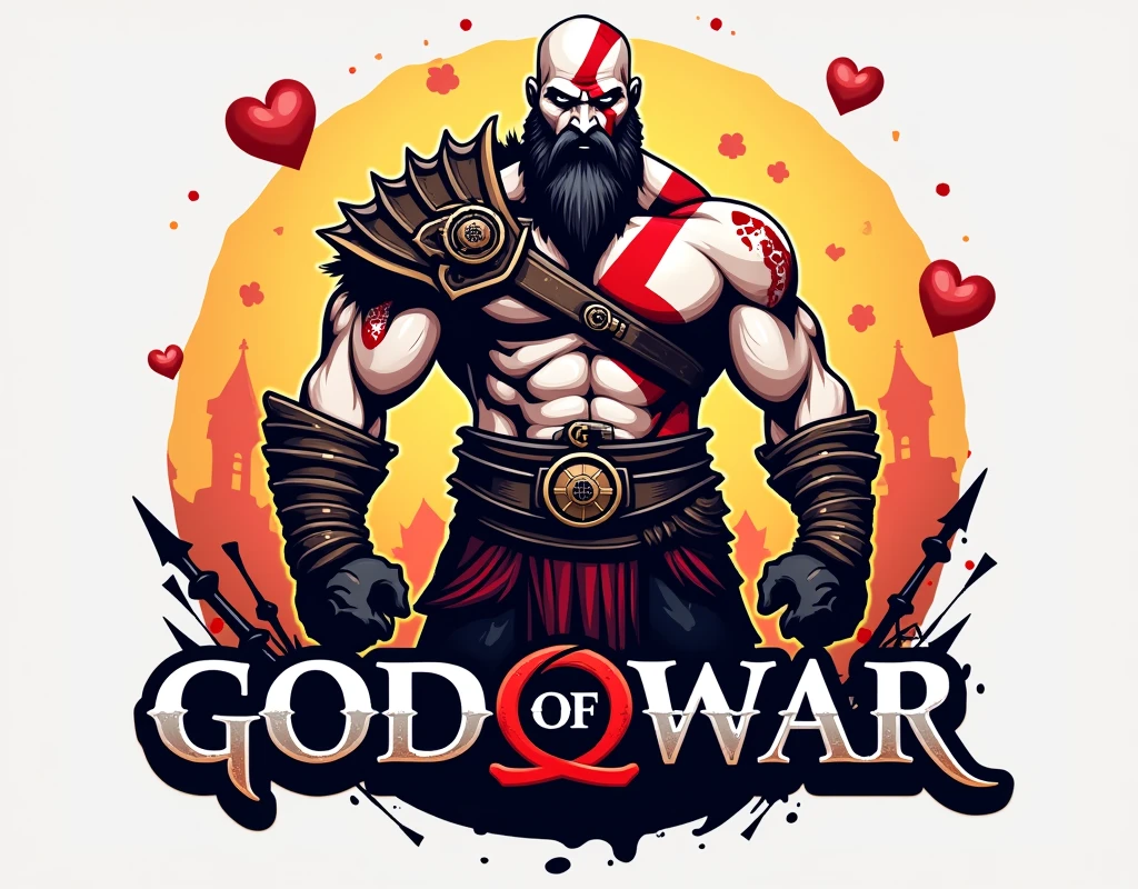 Give me a logo with Kratos from the toy store